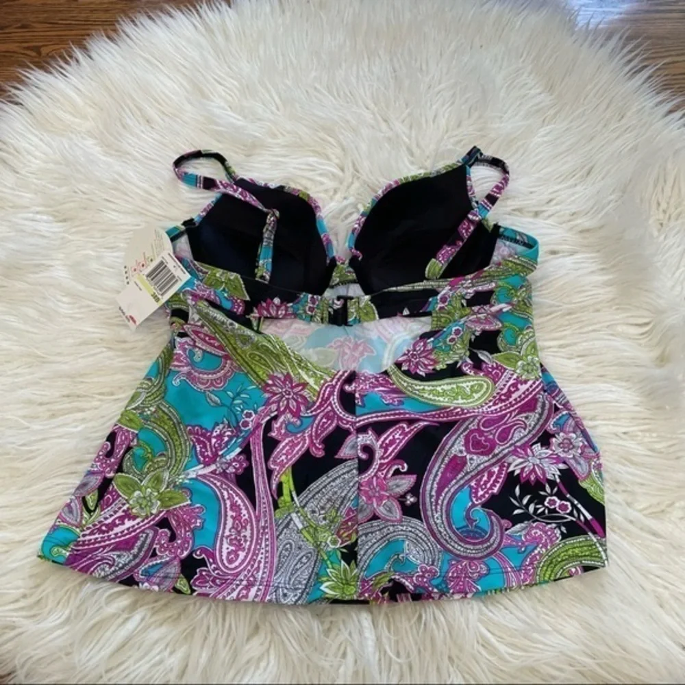 Maidenform swim paisley underwire push up‎ tankini size 38B